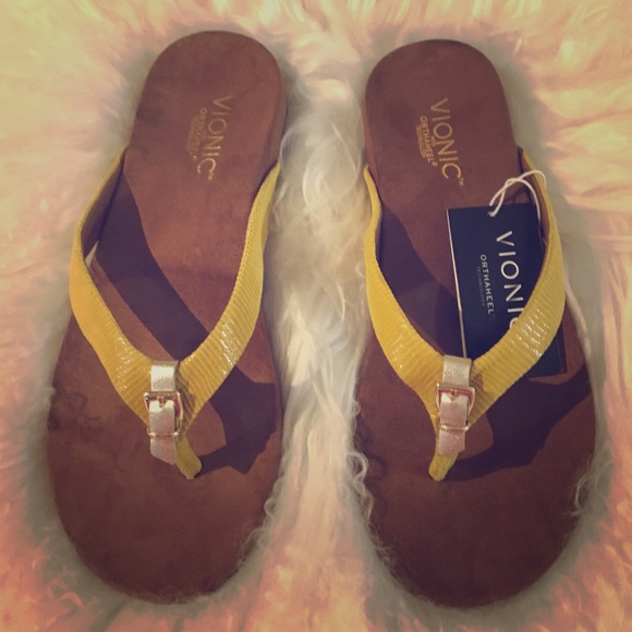 yellow vionic sandals